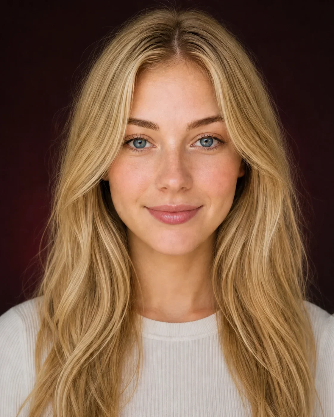 The same portrait after a polished soft bridal makeup preview
